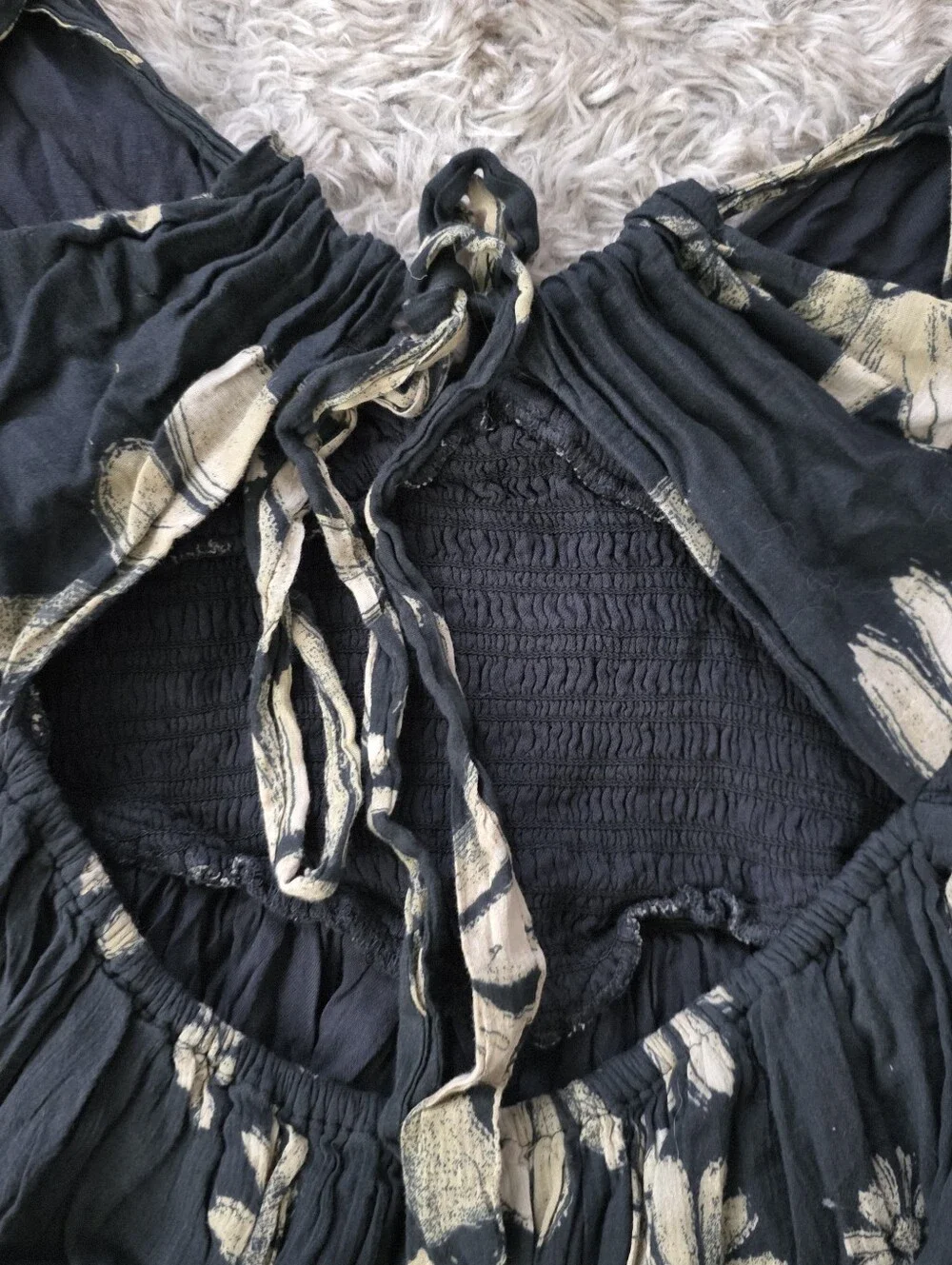 Free People Perfect Day Printed Dress Black with Floral Print Women's Small